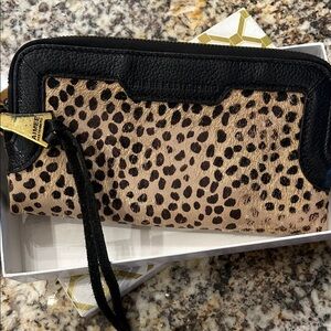 Aimee Kestenberg Leopard Print & Black Wristlet Wallet